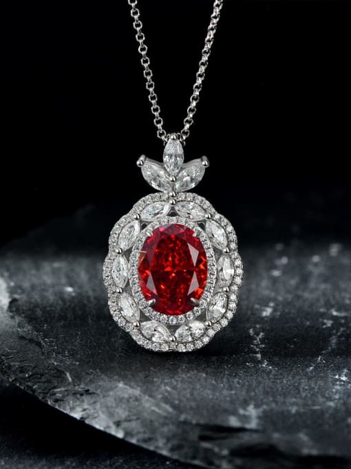 Padma [P 1952] 925 Sterling Silver High Carbon Diamond Orange Geometric Luxury Necklace